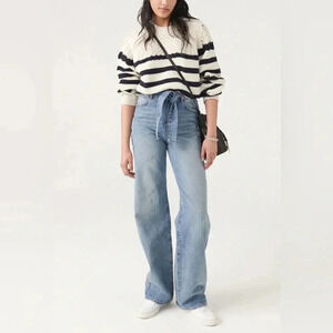 ba&sh Eugene blue jeans high waist wide leg belted Excellent Size 6 US